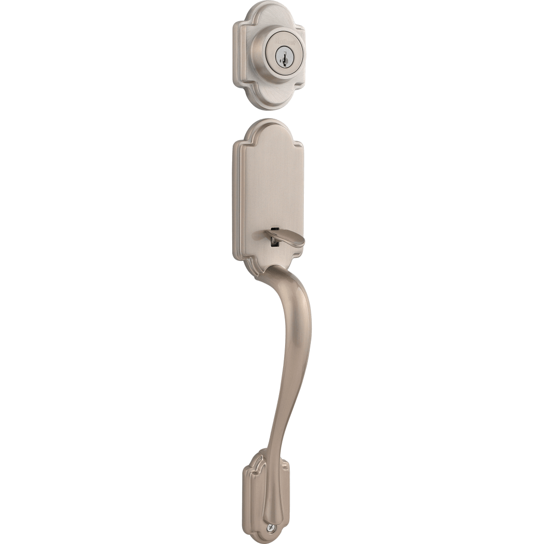 Arlington Double Cylinder Exterior Only Handleset featuring SmartKey Security™ in Satin Nickel