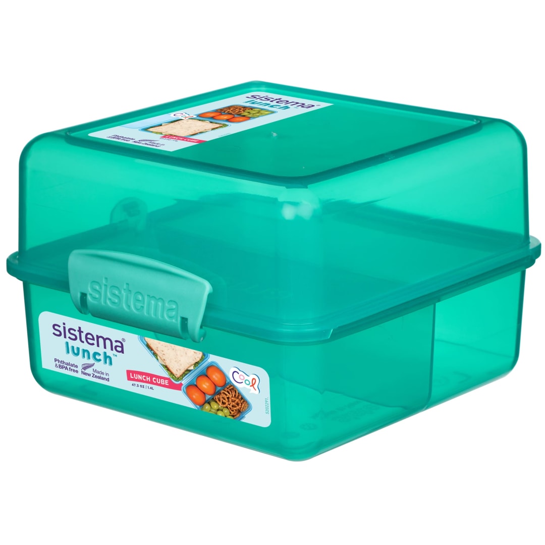 Sistema Lunch Box with Compartments | 1.4 L Lunch Cube | Food Storage Container with Lid | BPA-Free | Assorted Colours