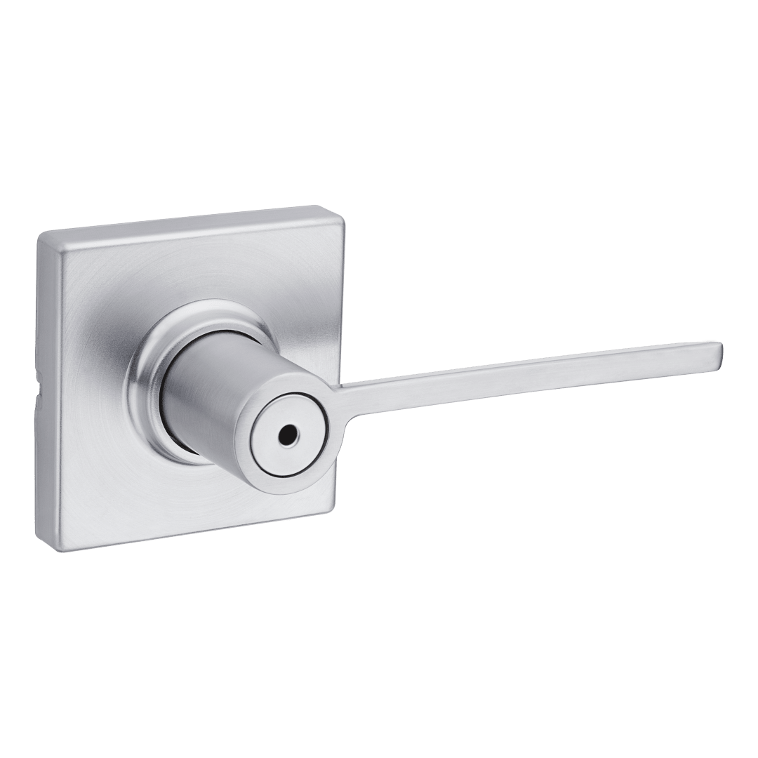 Ladera Bed/Bath Door Lever in Satin Chrome with Square Rosette
