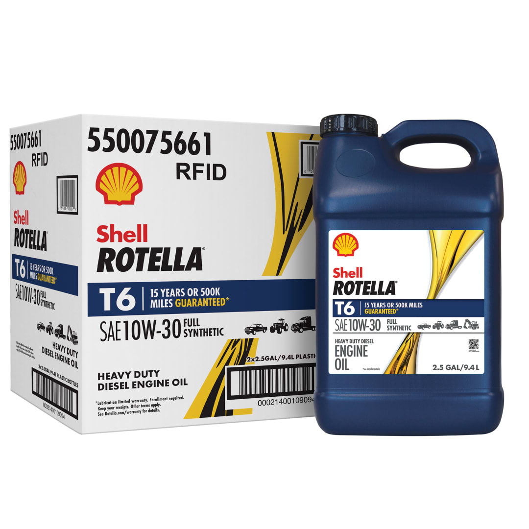 Shell Rotella T6 Full Synthetic 10W-30 Diesel Engine Oil, 2.5 Gallon