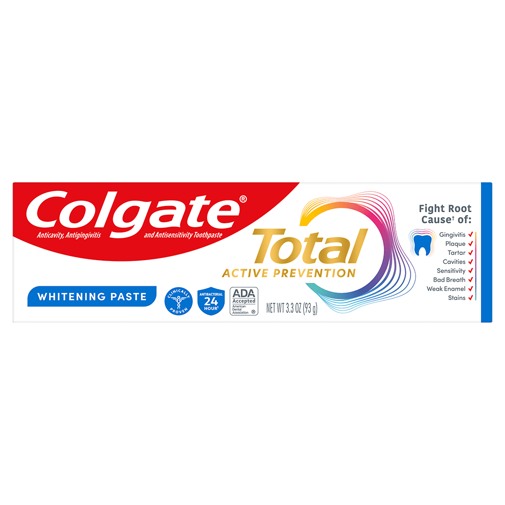 Colgate Total Active Prevention Whitening Toothpaste, Mint, 3.3 oz