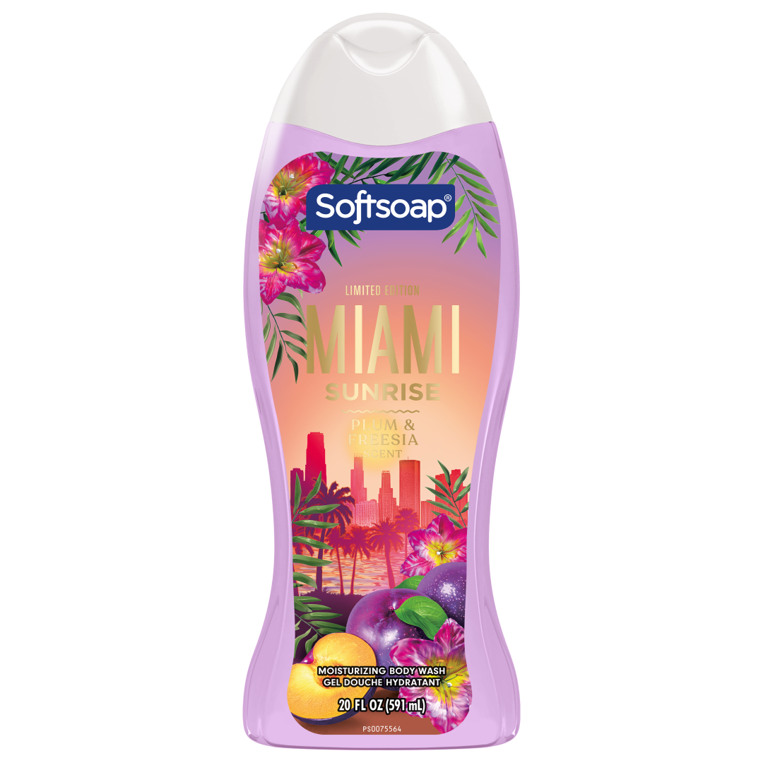 Softsoap Limited Edition Miami Sunrise Moisturizing Body Wash, Dermatologically Tested, pH Balanced, Plum and Freesia Scent, 20 fl oz Bottle