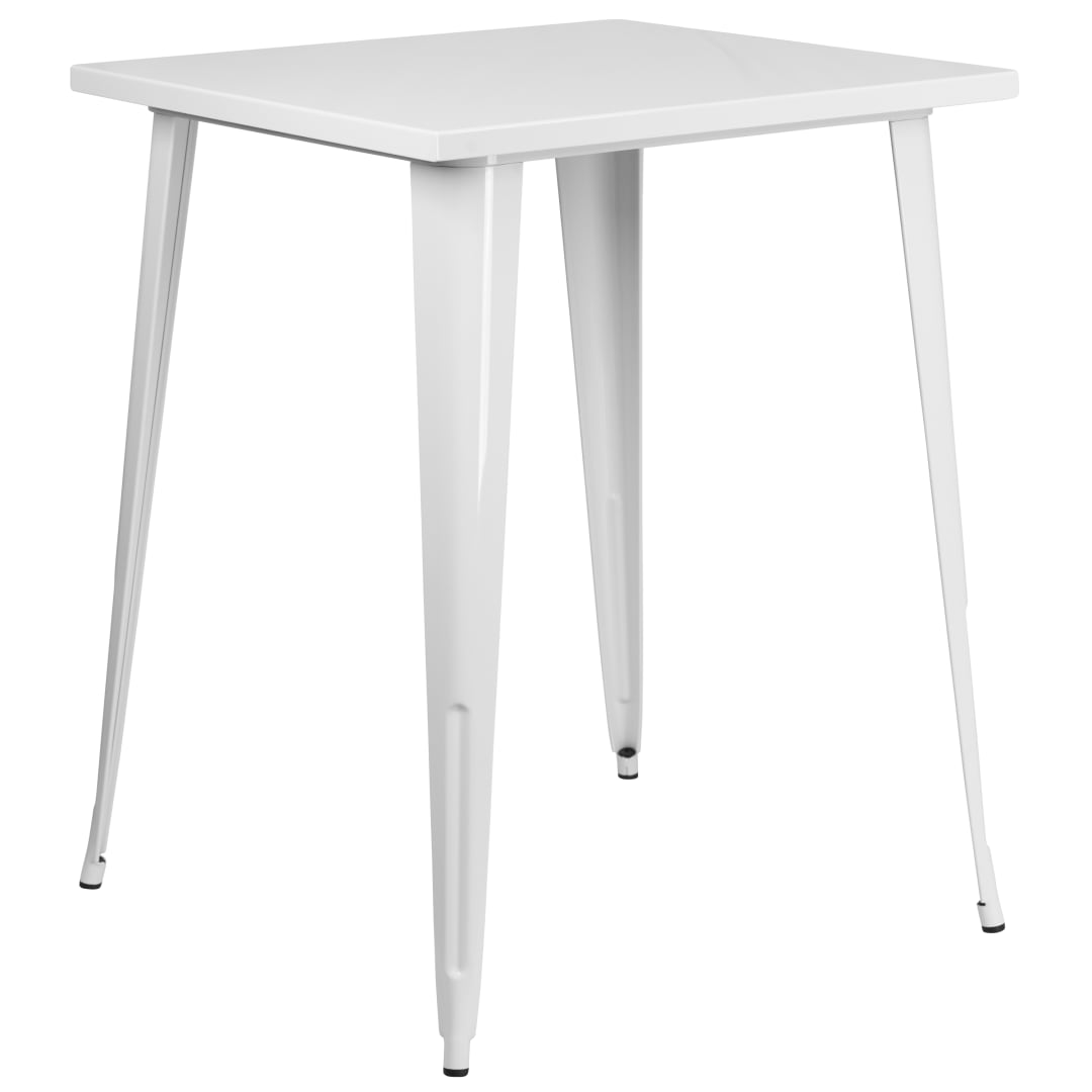 Nolan Commercial Grade 31.5" Square White Metal Indoor-Outdoor Bar Height Table
