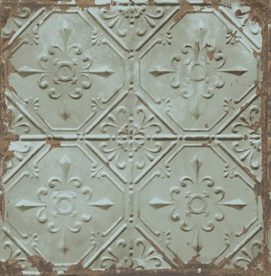 Teal Tin Ceiling Wallpaper