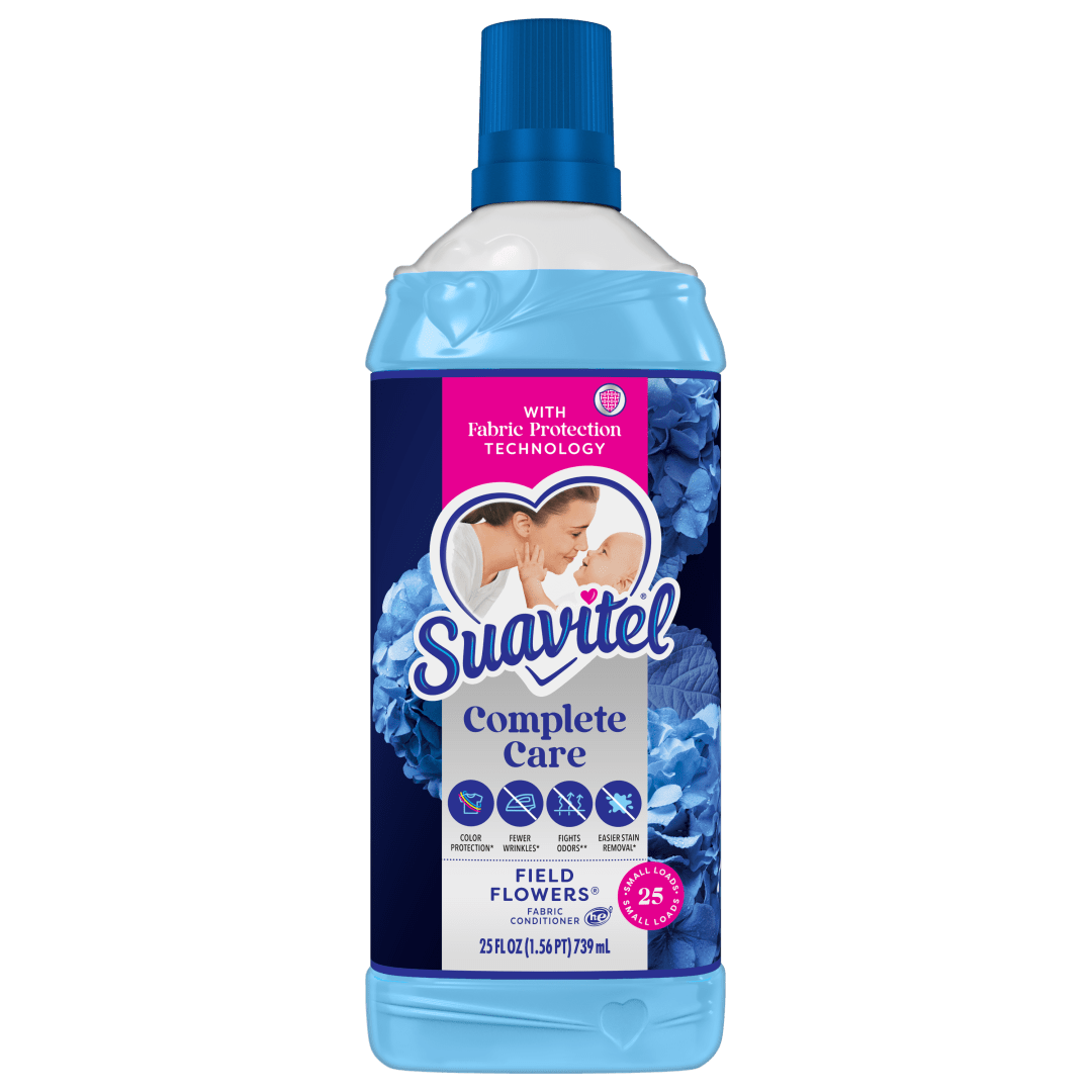 Suavitel Complete Liquid Fabric Softener, Fabric Conditioner, HE Compatible, 25 Small Loads, Field Flowers Scent, 25 fl oz Bottle