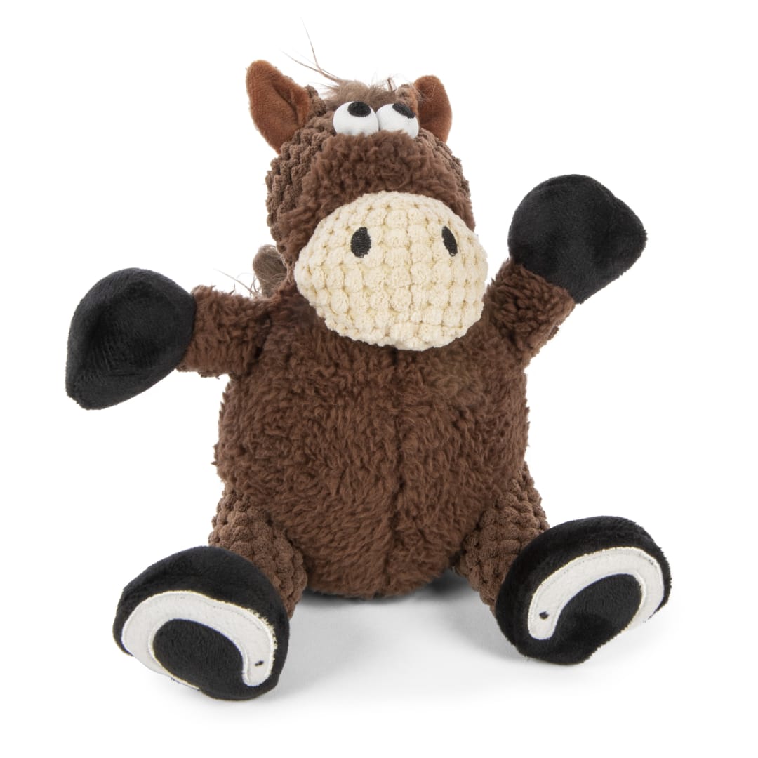 goDog Checkers Sitting Horse Squeaky Plush Dog Toy With Chew Guard Technology, Small