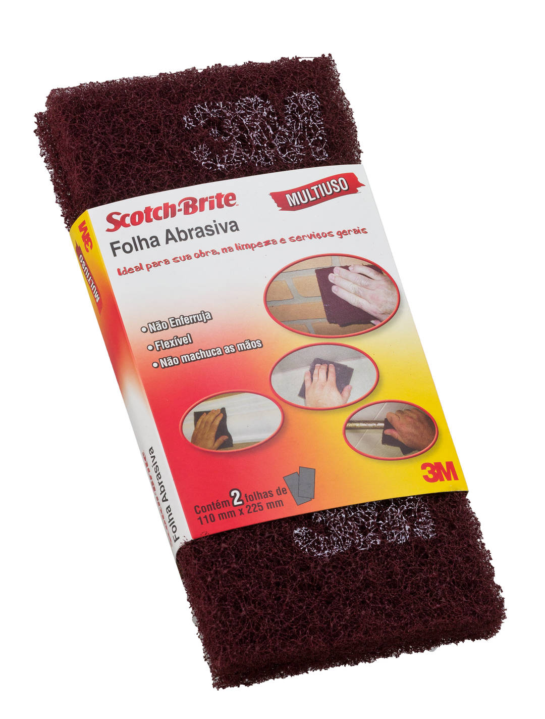 Folha de Acabamento Scotch-Brite™ – 110 x 225 mm, Vinho
