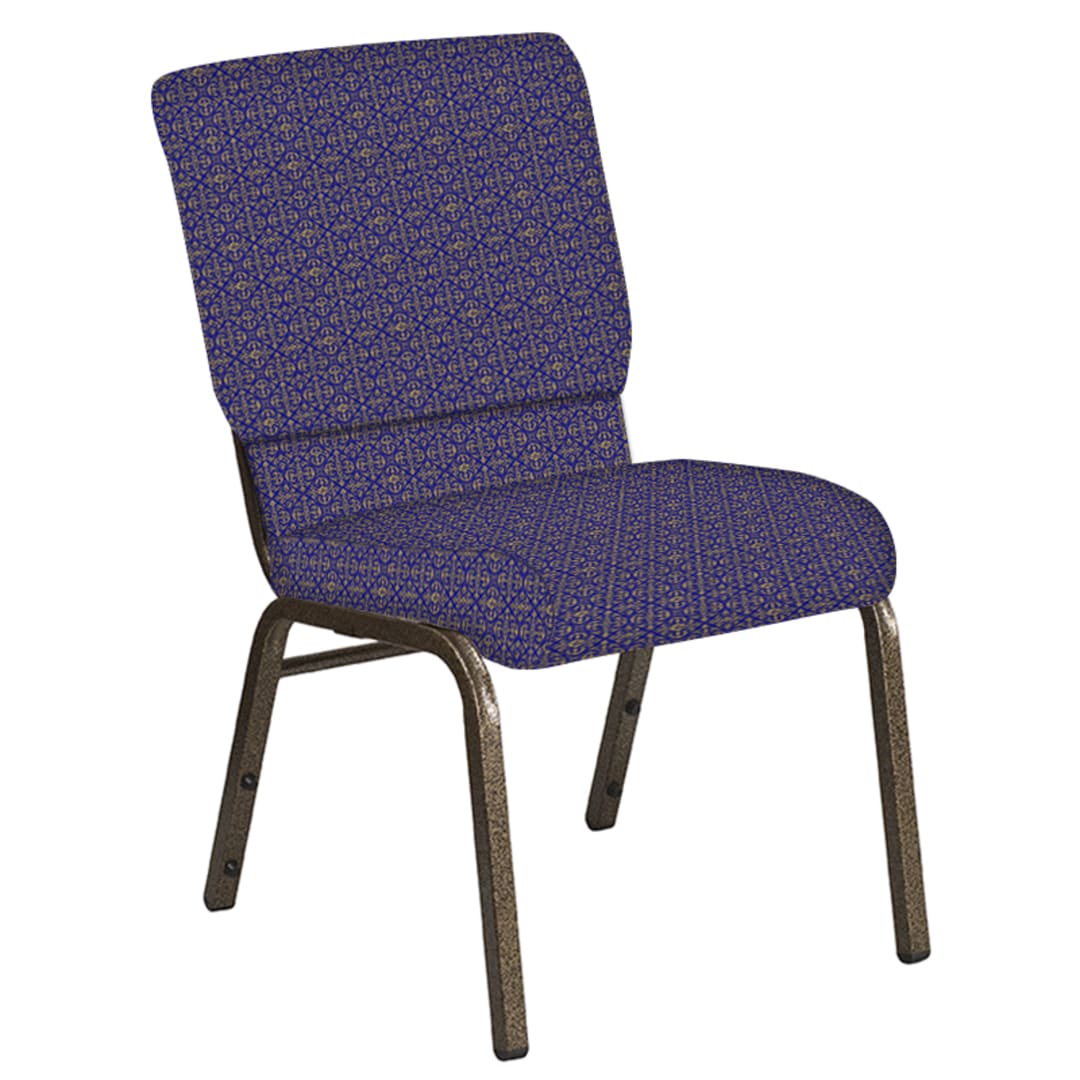 Embroidered 18.5''W Church Chair in Abbey Jazz Fabric - Gold Vein Frame