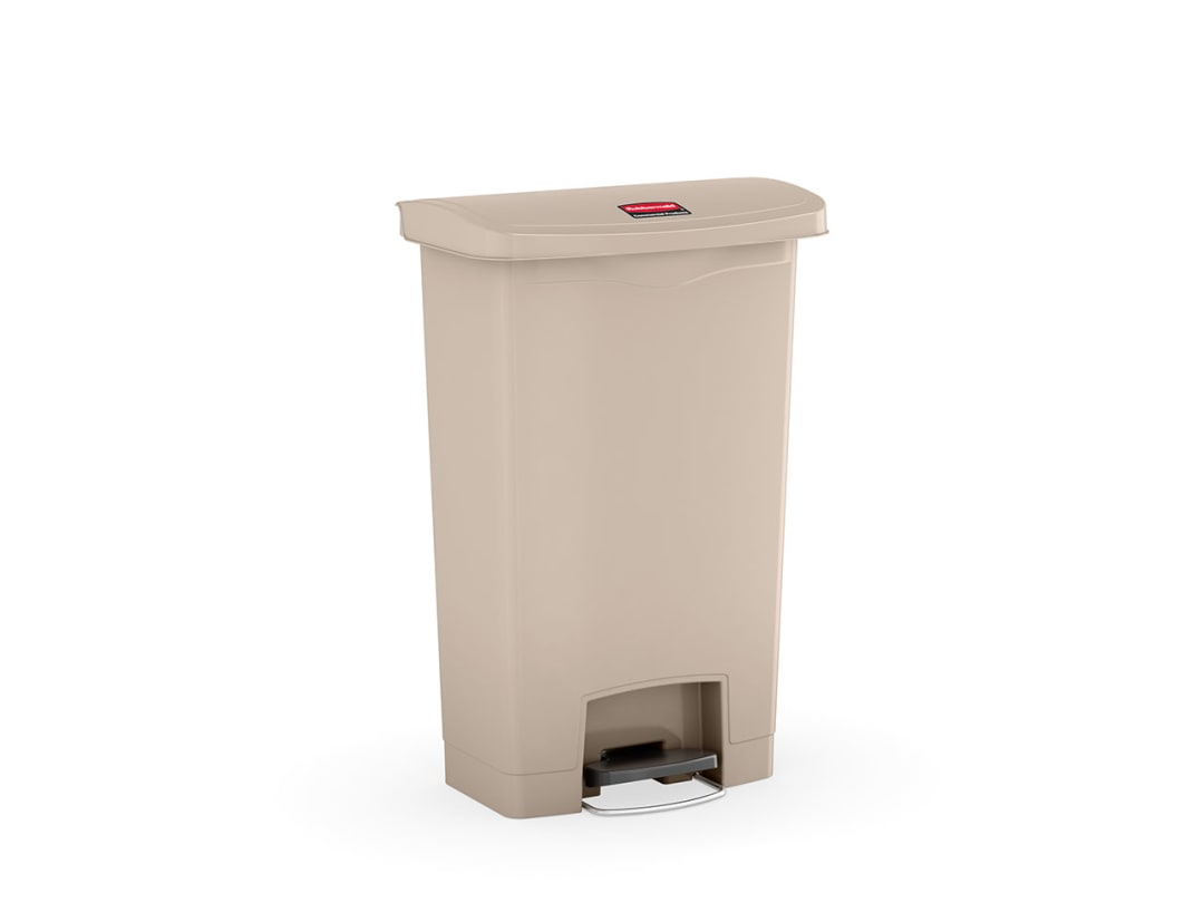 Rubbermaid Commercial Products STREAMLINE 13 Gallon Step-On Resin Front Step Trash Can, Beige