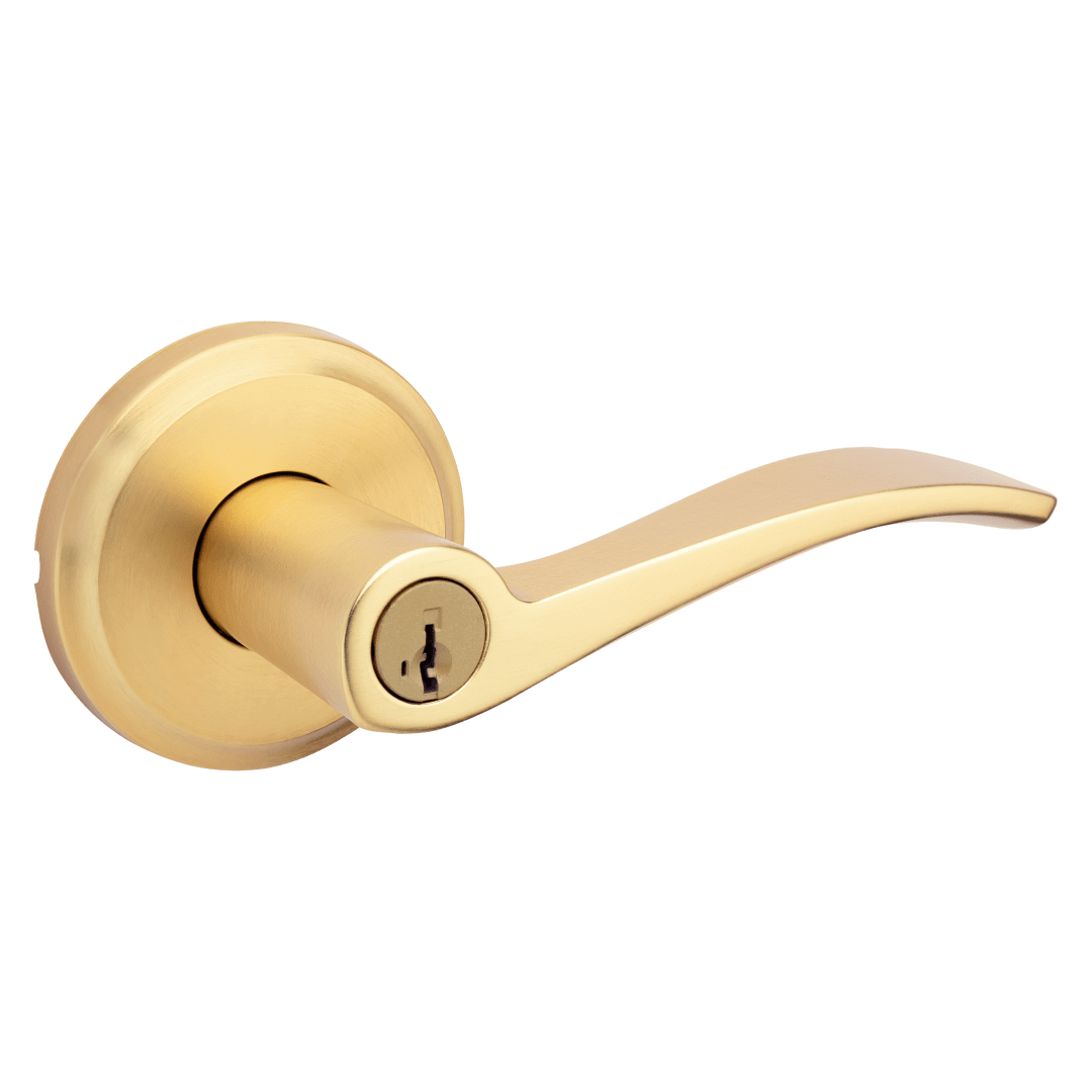 Sedona Keyed Entry Door Lever in Satin Brass featuring SmartKey Security