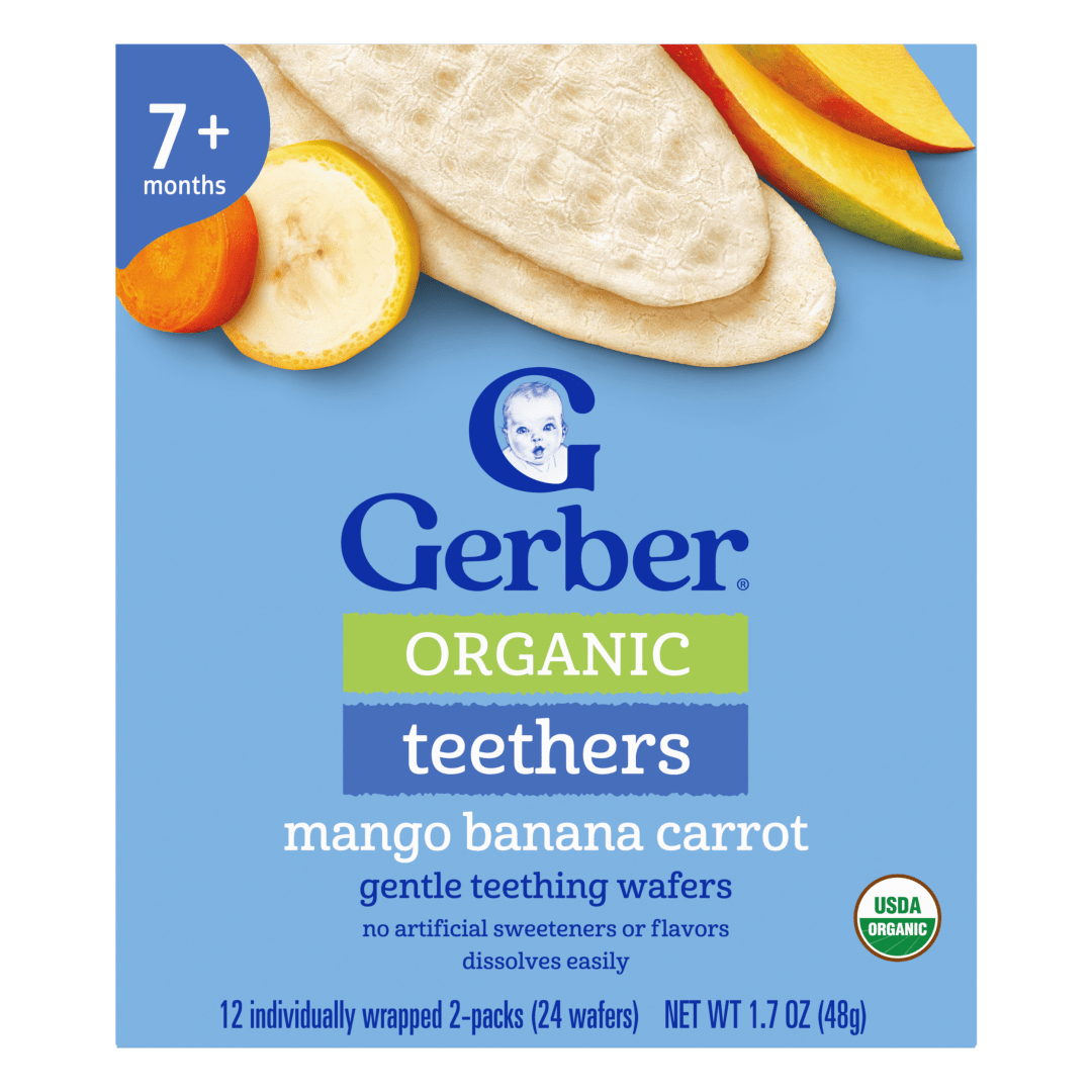 Gerber Teethers, Mango Banana Carrot Organic Teething Wafers, Baby Teething Snacks