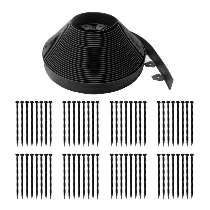 2.5" x 100' No-Dig Edging Kit, Black - Extra Spikes