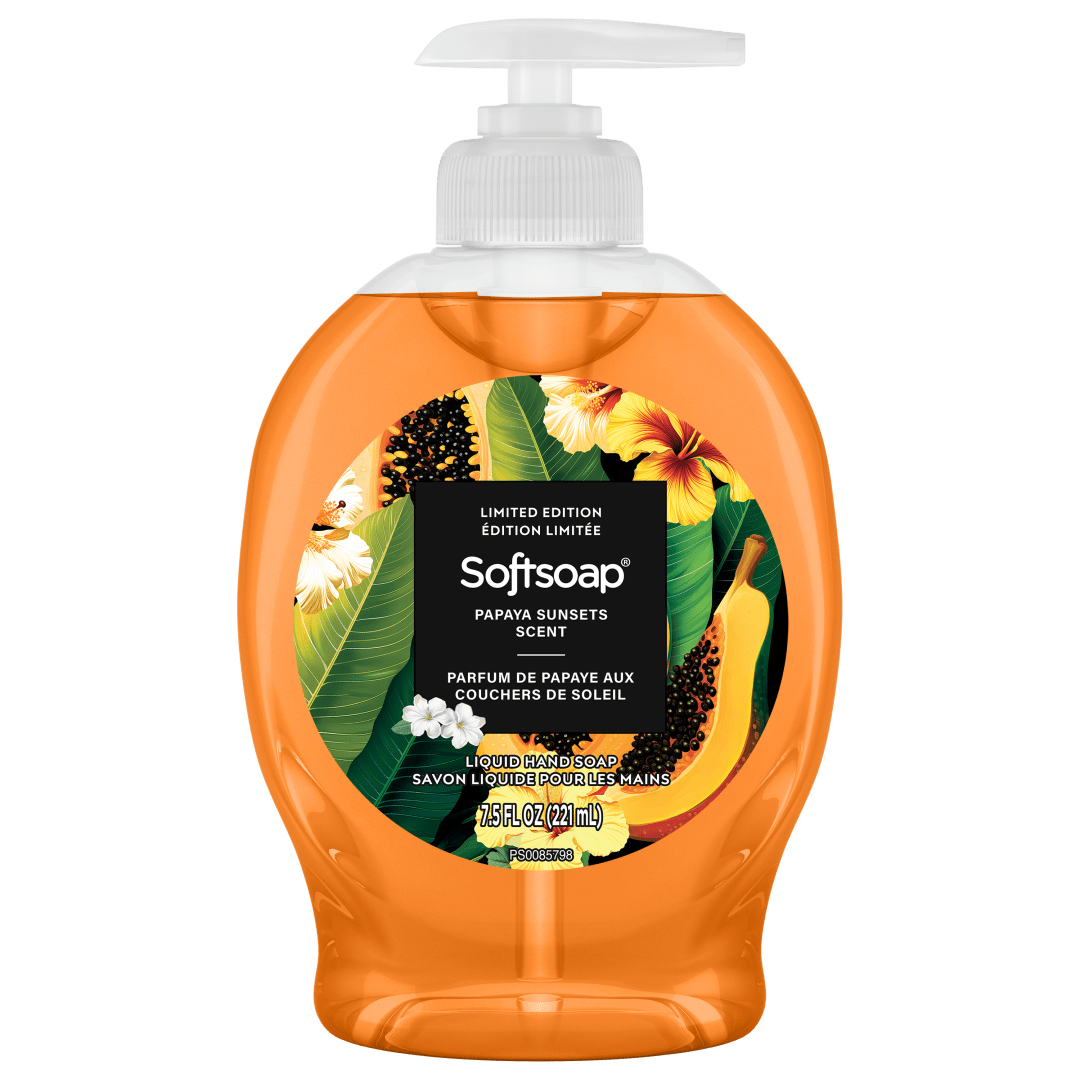 Softsoap Limited Edition Liquid Hand Soap, Kitchen and Bathroom Hand Soap, Papaya Sunsets Scent, 7.5 fl oz Pump Bottle