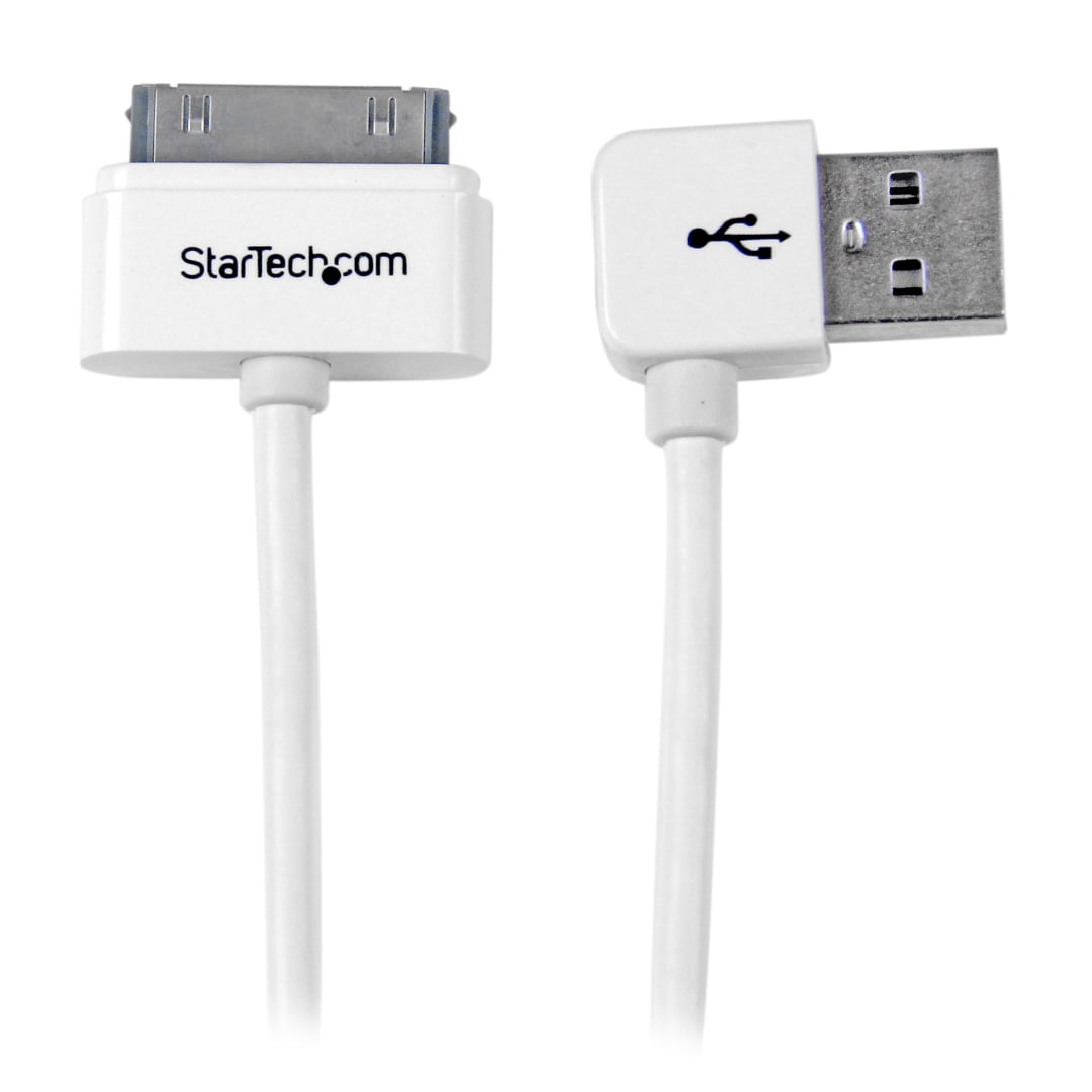 1m 3 ft Apple 30-pin Dock to Left Angle USB Cable