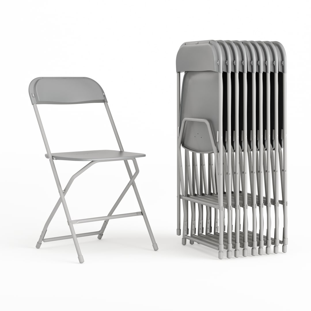 Hercules Series Plastic Folding Chair Grey - 10 Pack 650LB Weight Capacity Comfortable Event Chair-Lightweight Folding Chair