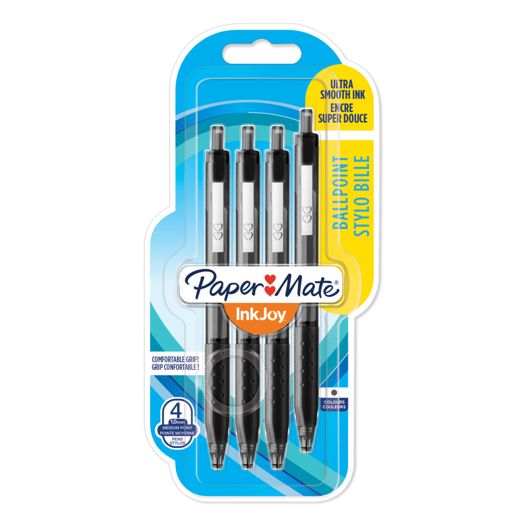 Paper Mate® InkJoy® 300RT Retractable Ballpoint Pens | Medium Point (1.0mm) | Black | 4 Count