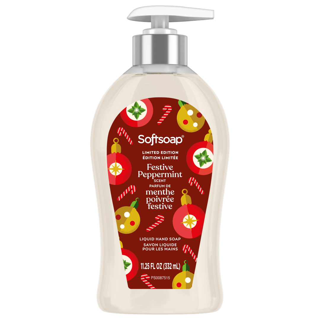 Softsoap Limited Edition Liquid Hand Soap, Bathroom or Kitchen Hand Soap, Festive Peppermint Scent, 332 mL