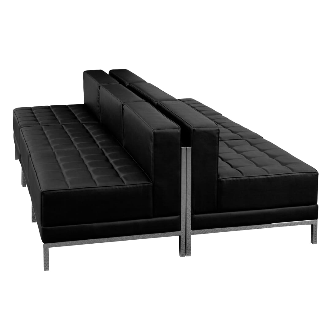 HERCULES Imagination Series Black LeatherSoft Lounge Set with Ganging Clips, 6 Pieces