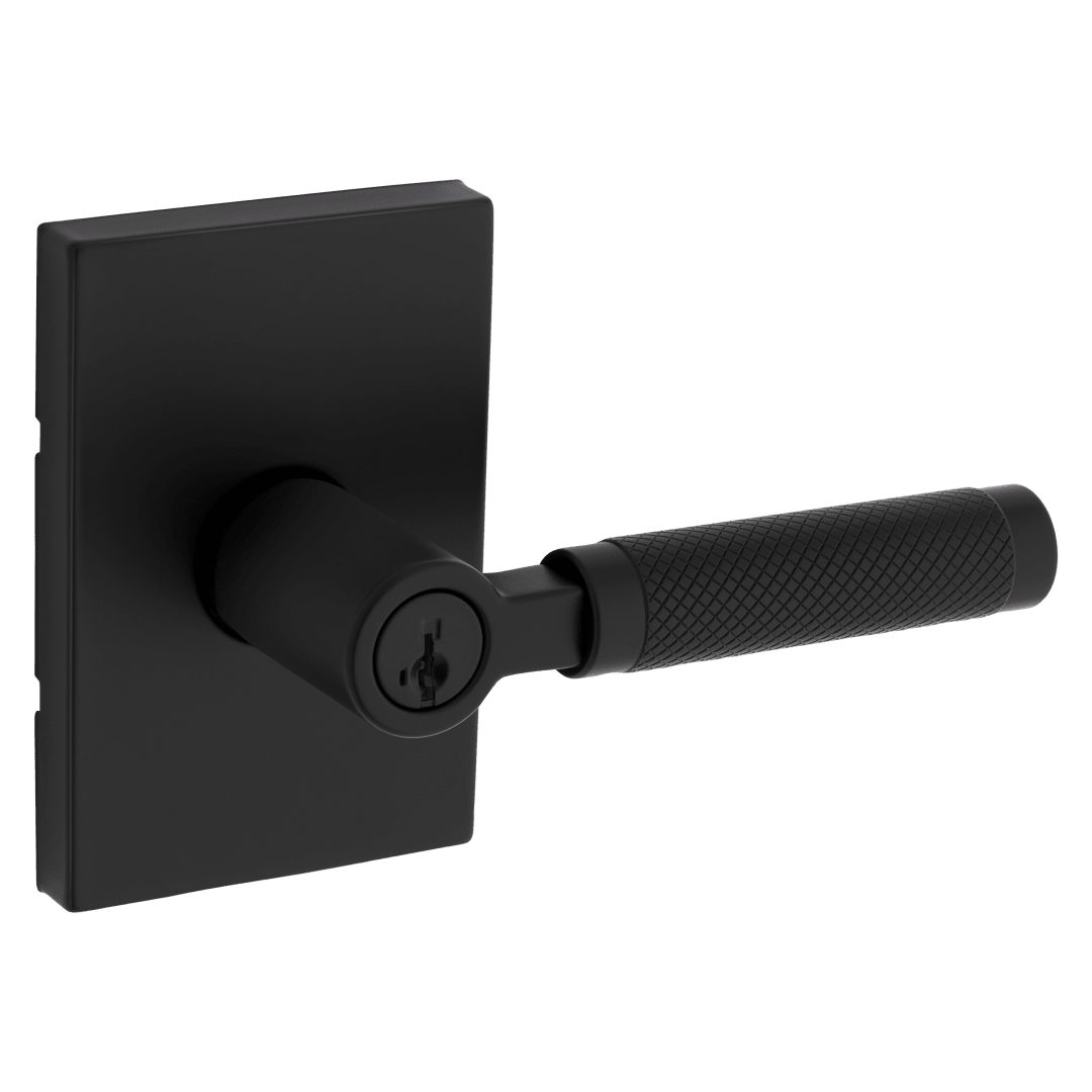 Prava Keyed Entry Lever featuring SmartKey Security™ in Matte Black