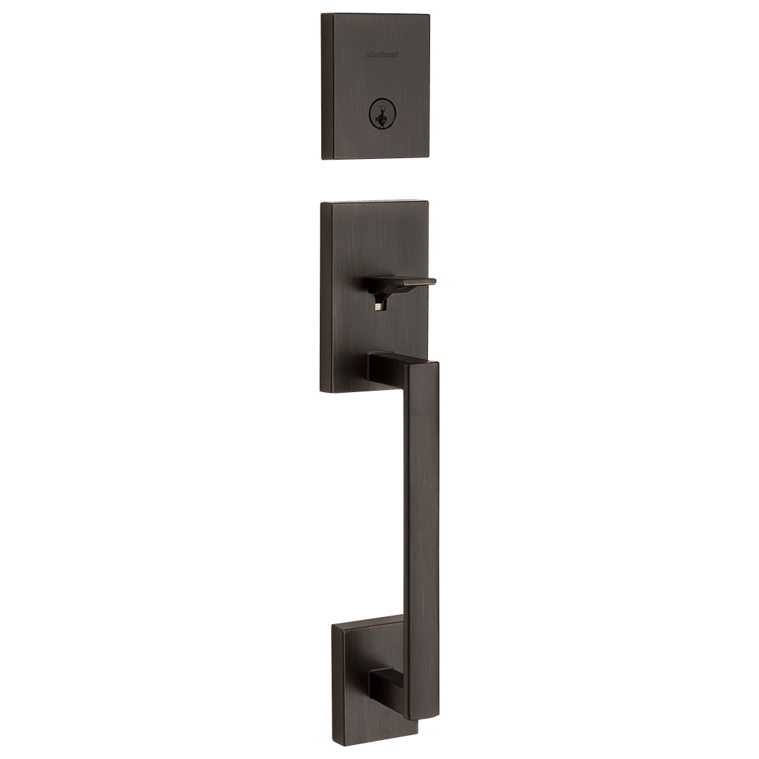 San Clemente Single Cylinder Low Profile Exterior Only Handleset featuring SmartKey Security™ in Venetian Bronze