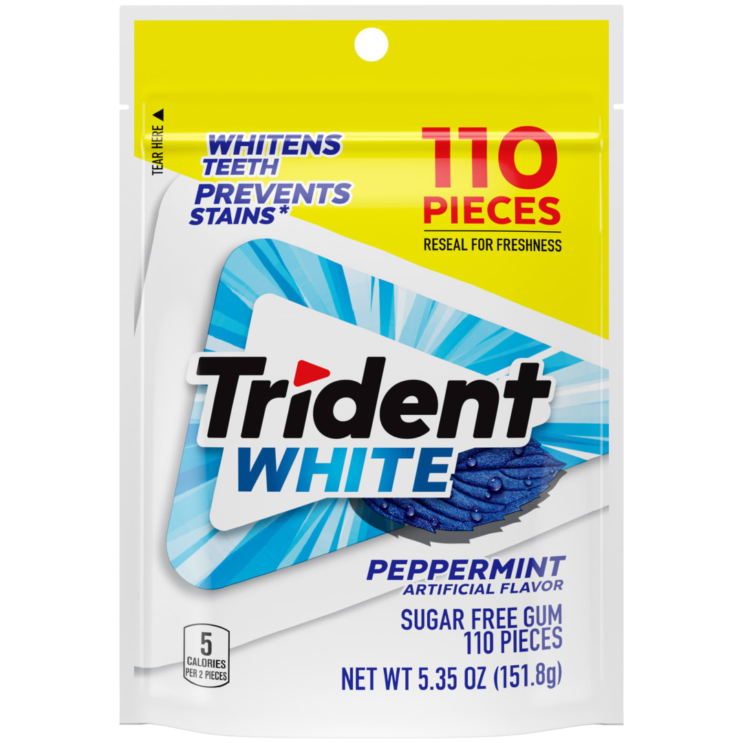 Trident White Sugar Free Chewing Gum Peppermint 110 pc Pouch