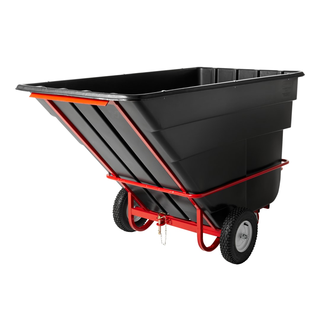 BRUTE Towable Tilt Dump Truck/Trash Cart/Garbage Collection/Recycling, 1.5 Cubic Yard, Towbar/Training, Heavy Load Capacity, 2100 lbs., Black, Distribution Centers/Warehouse/Manufacturing/Construction (FG102641BLA)