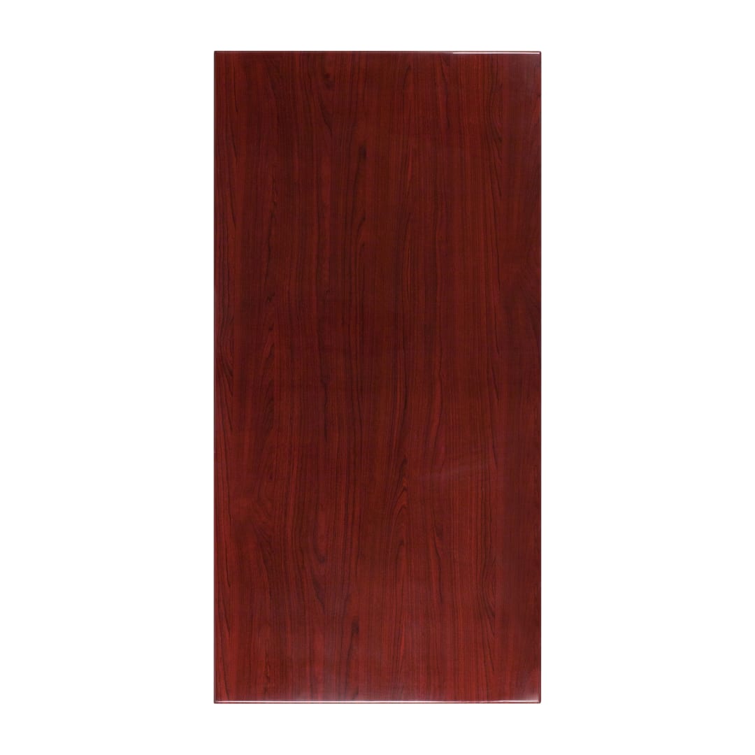 Glenbrook 30" x 60" Rectangular High-Gloss Mahogany Resin Table Top with 2" Thick Edge