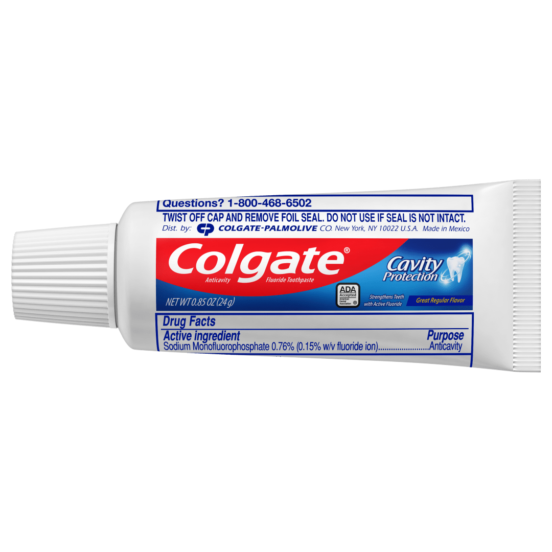 Colgate Cavity Protection Travel Toothpaste with Fluoride, Great Regular Flavor - 0.85 Ounce
