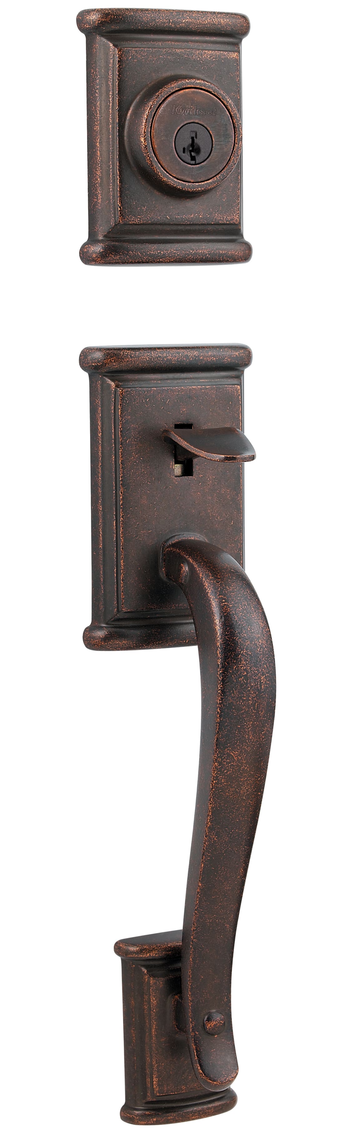Ashfield Double Cylinder Exterior Only Handleset featuring SmartKey Security™ in Rustic Bronze
