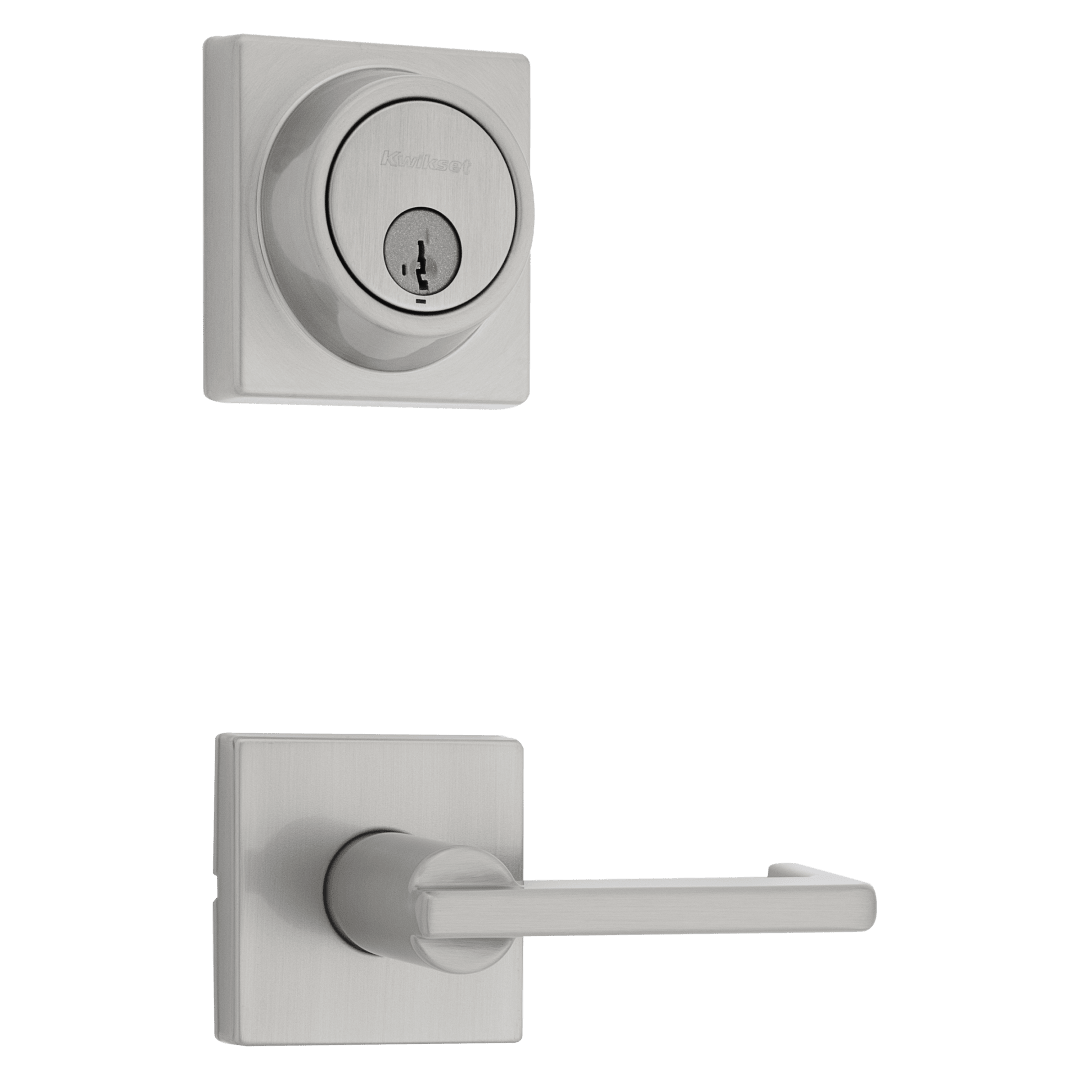 Hali Interconnect Square Interconnect Lever in Satin Nickel featuring SmartKey Security