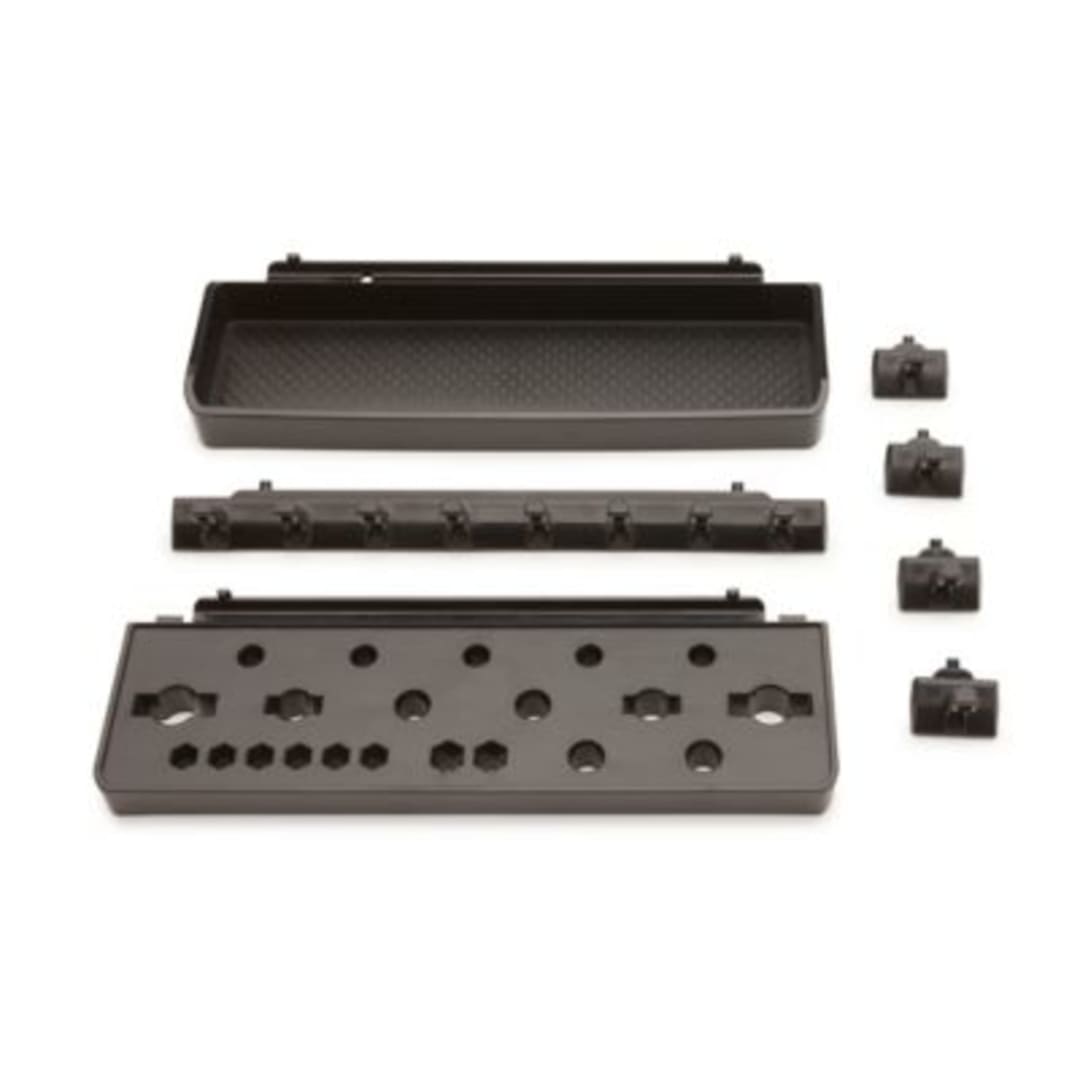 Rubbermaid Garage FastTrack Wall Accessory Tray Bundle, 7-Piece, Black