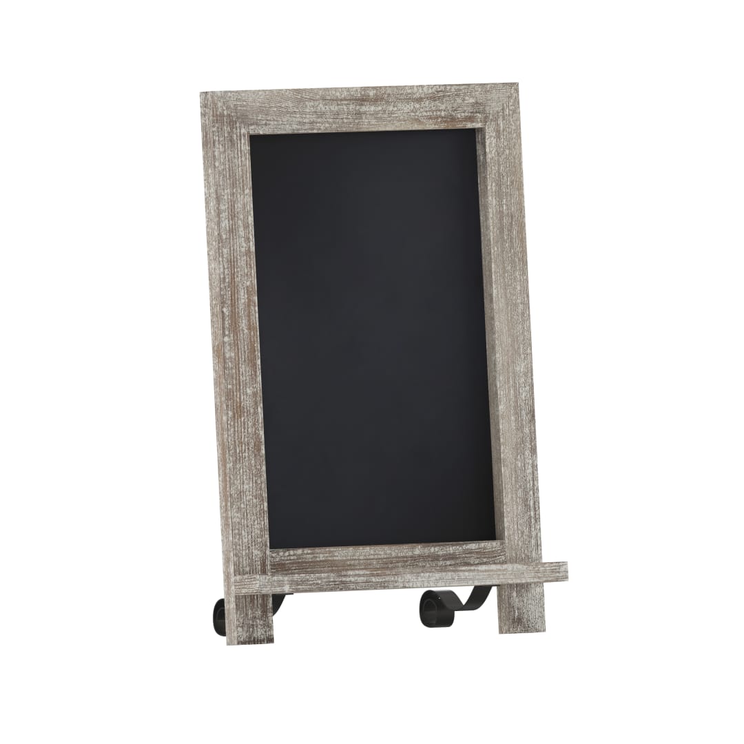 Canterbury 9.5" x 14" Weathered Tabletop Magnetic Chalkboard Sign with Metal Scrolled Legs, Hanging Wall Chalkboard, Countertop Memo Board