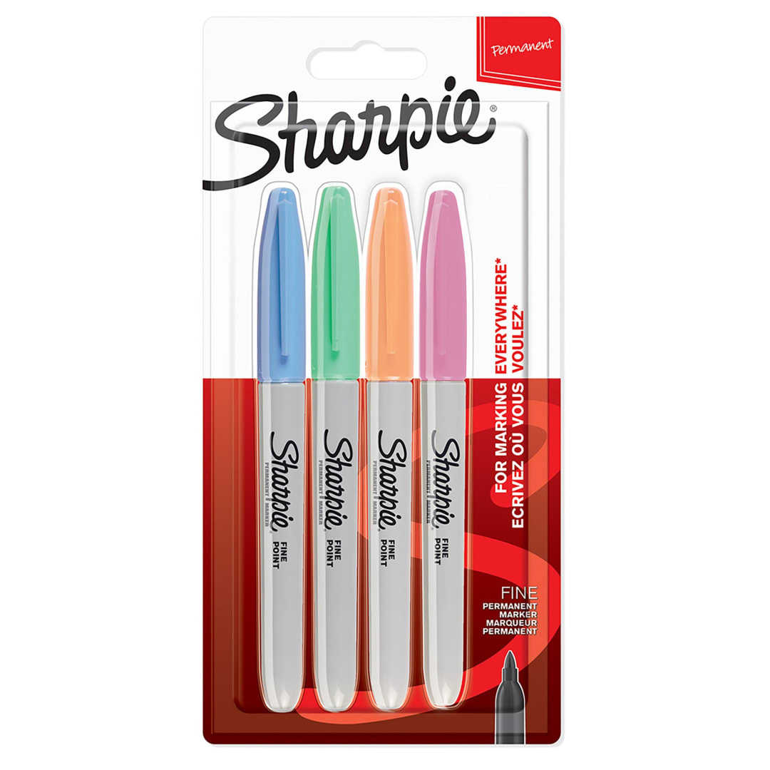 Sharpie® Permanent Markers | Fine Point |Pastel Colours | 4 Count