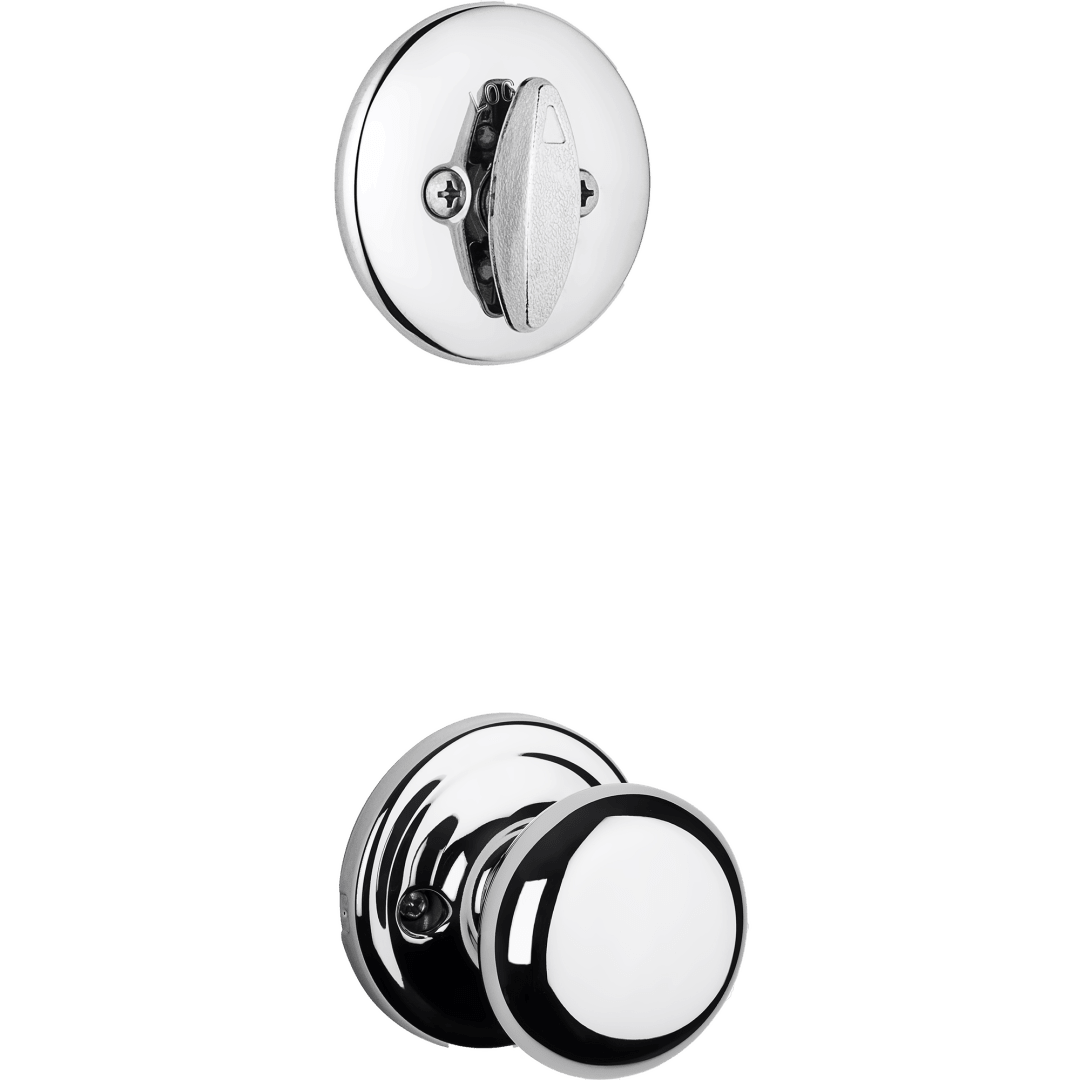604 Single Cylinder Interior Pack w/Hancock Knob for Kwikset Series Handlesets in Polished Chrome