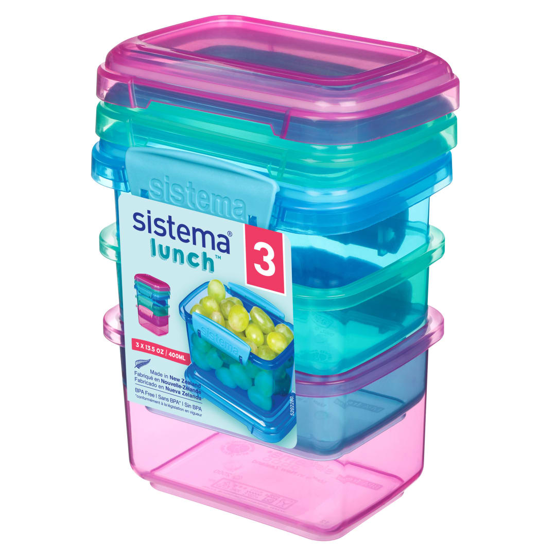 Sistema Lunch Food Storage Containers | 400ml. | Small Snack Pots | BPA-Free Plastic | Assorted Colours | 3 Count