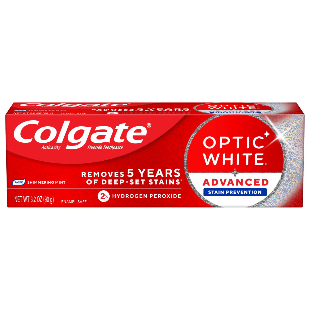 Colgate Optic White Advanced Stain Prevention Toothpaste with 2% Hydrogen Peroxide, 3.2 OZ
