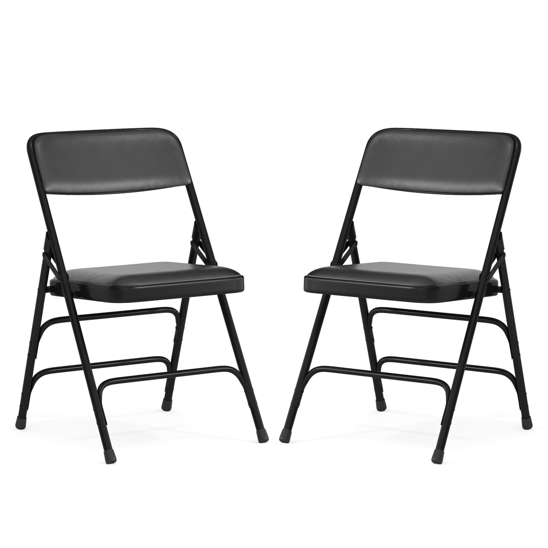 HERCULES Series Metal Folding Chairs with Padded Seats | Set of 2 Black Metal Folding Chairs