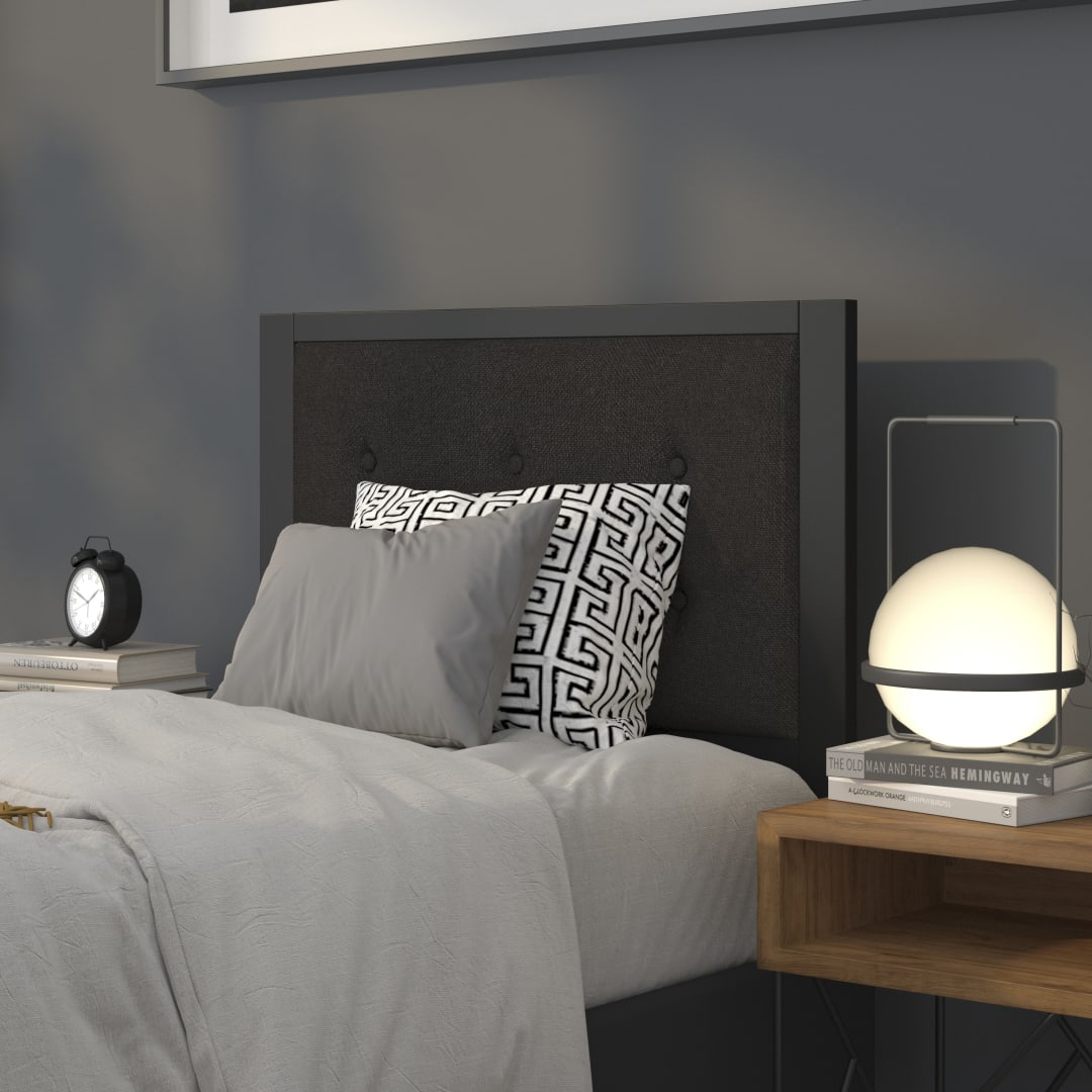 Bristol Metal Tufted Upholstered Twin Size Headboard in Black Fabric
