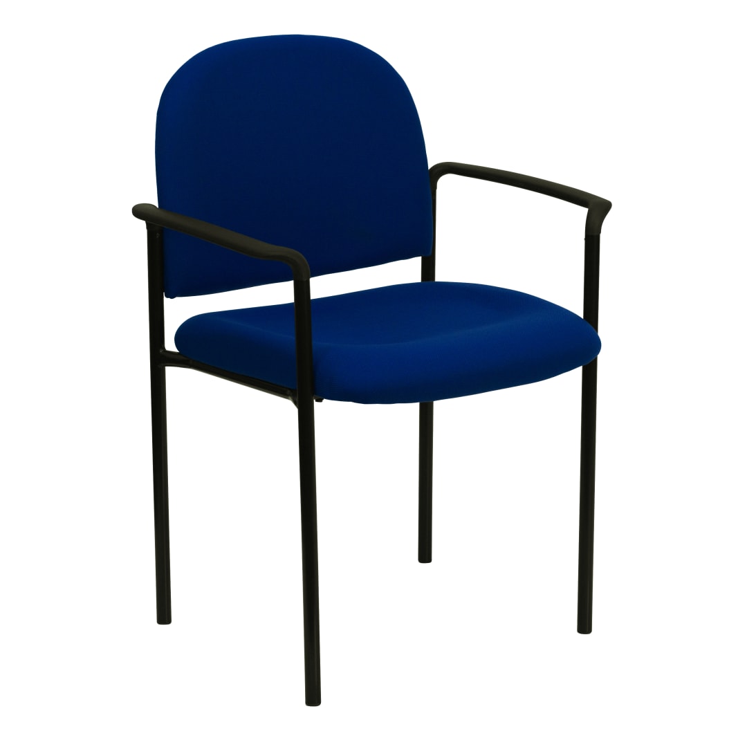 Tiffany Comfort Navy Fabric Stackable Steel Side Reception Chair with Arms