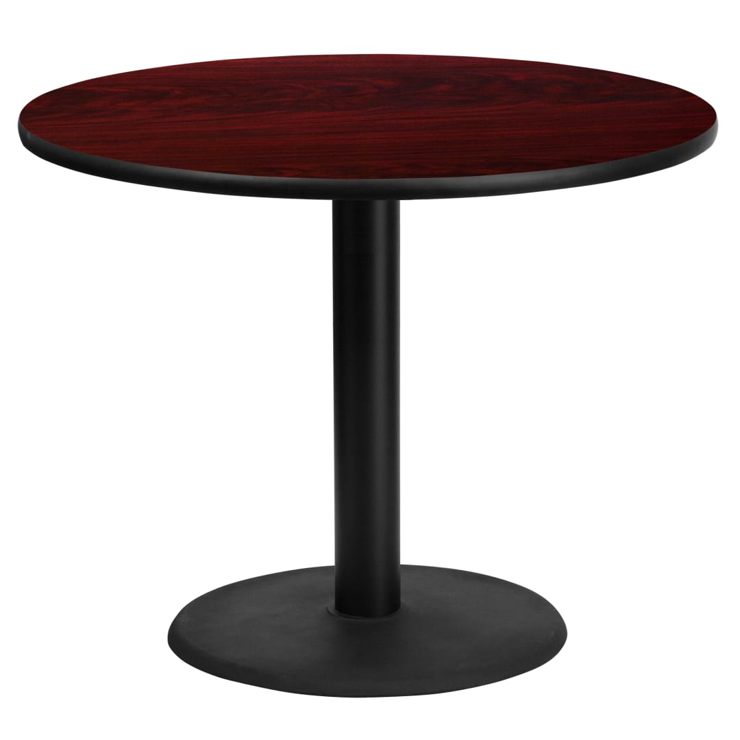 Graniss 36'' Round Mahogany Laminate Table Top with 24'' Round Table Height Base