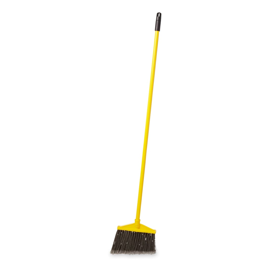Rubbermaid Commercial Products 10.5" Angle Broom, Vinyl-Coated Metal Handle, Flagged Polypropylene Fill, Gray