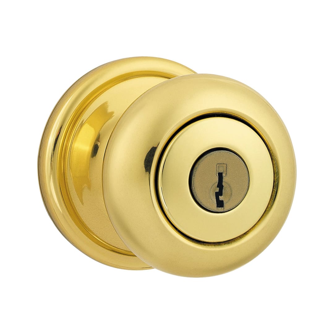Hancock Keyed Entry Knob in Polished Brass