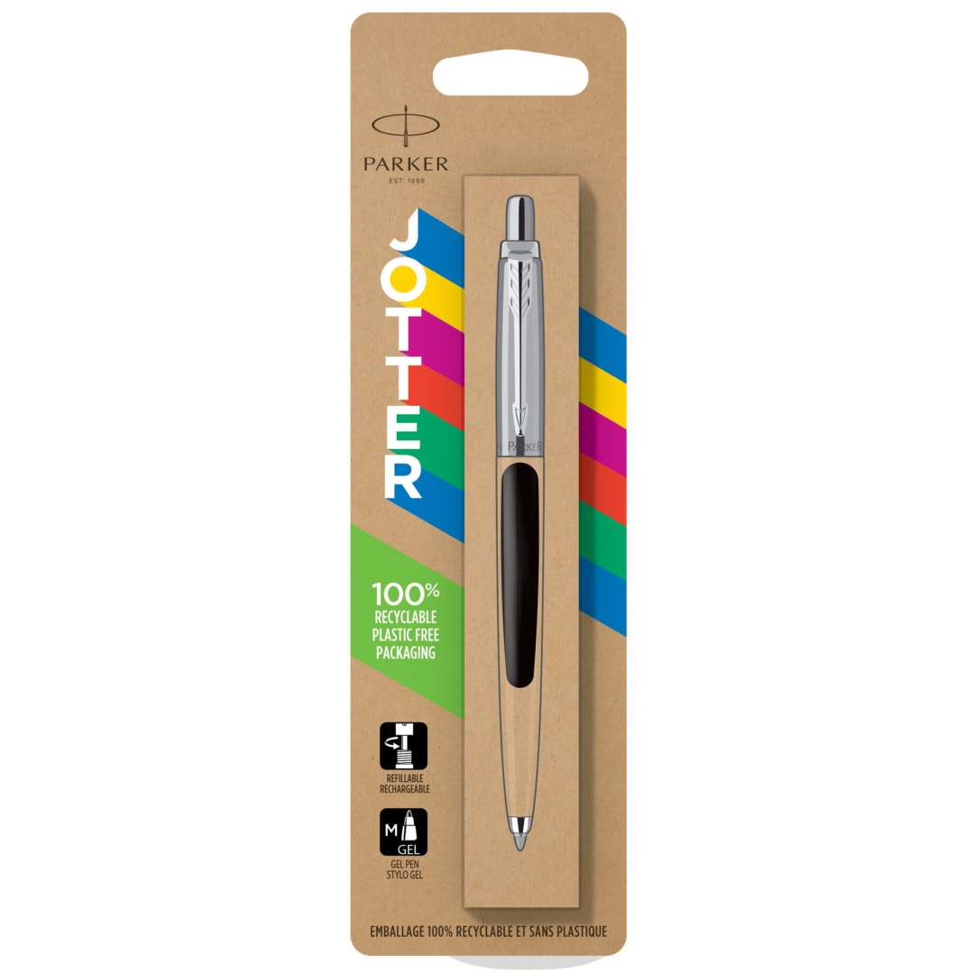 Parker Jotter Originals Gel Pen, Classic Black Finish, Medium Point, Black Ink, Blister Pack