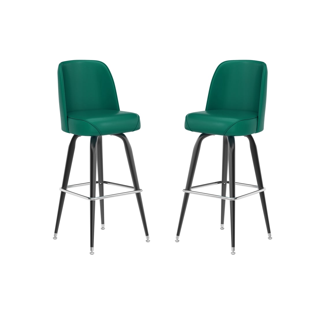James 2 Pack Commercial Grade Metal Barstool with Green Swivel Bucket Seat