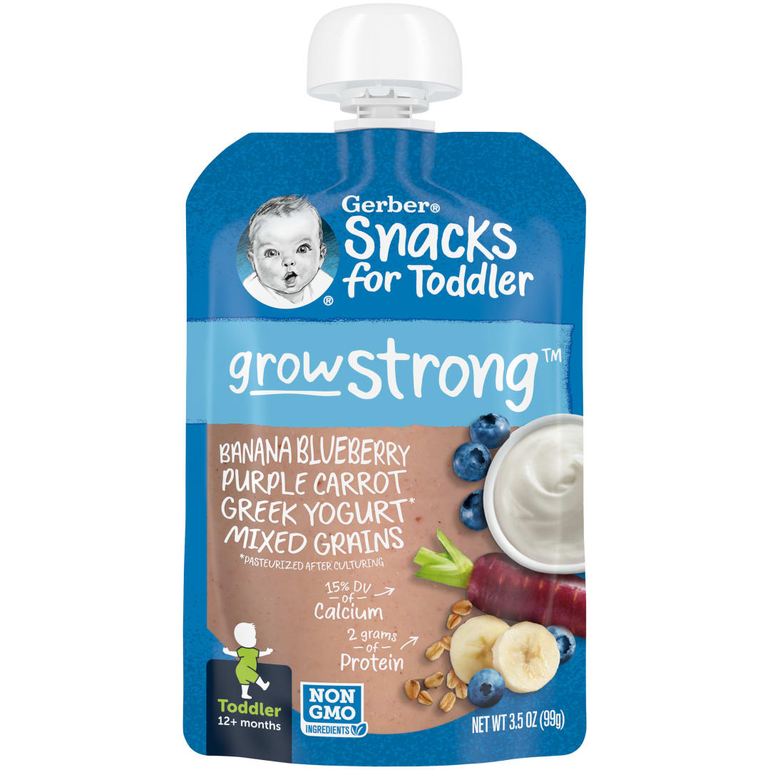 Gerber Toddler Food, Greek Yogurt Banana Blueberry Purple Carrot & Mixed Grains , 3.5 oz Pouch