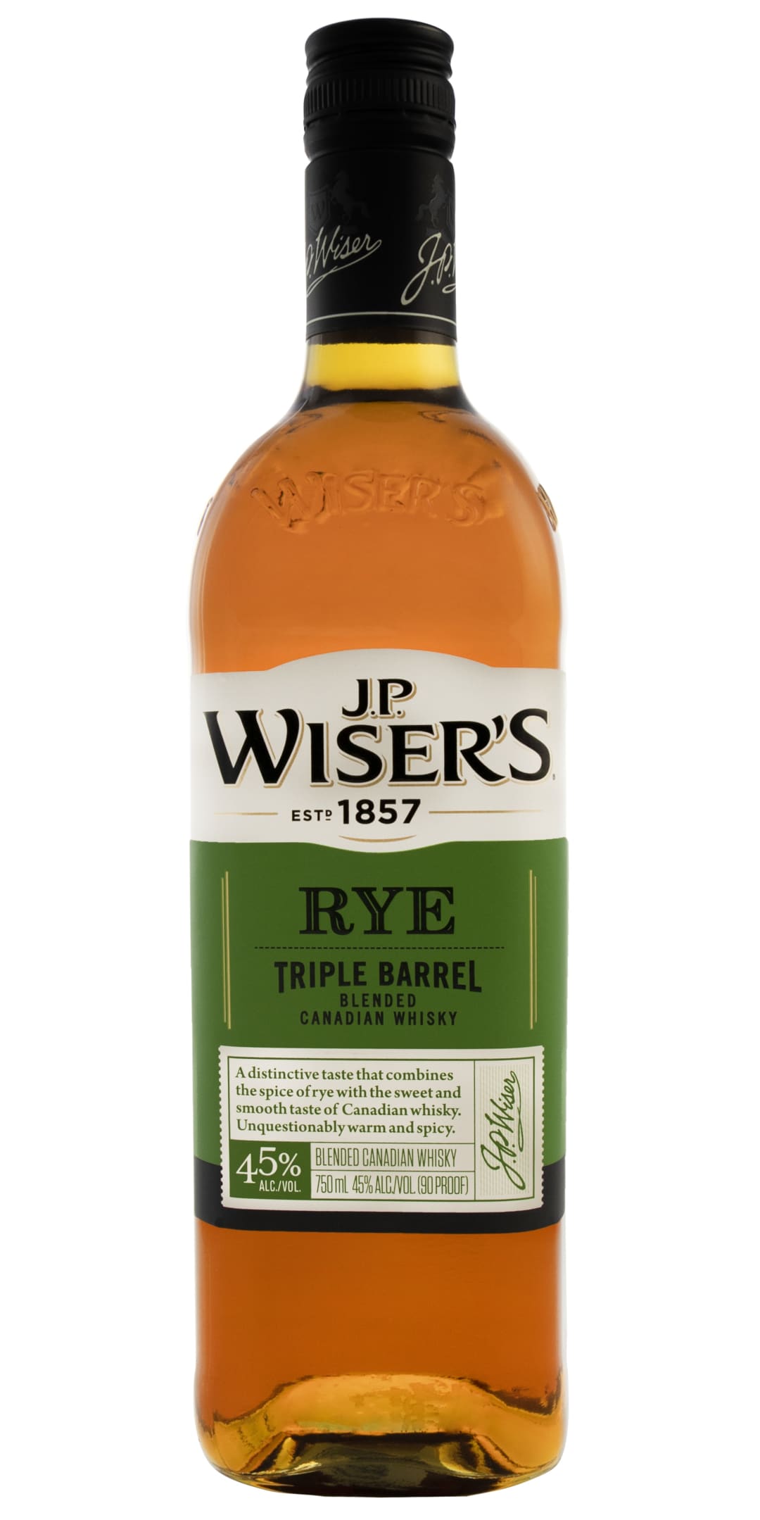 J.P. Wiser's Triple Barrel Rye Blended Canadian Whisky 750ml 90 Proof
