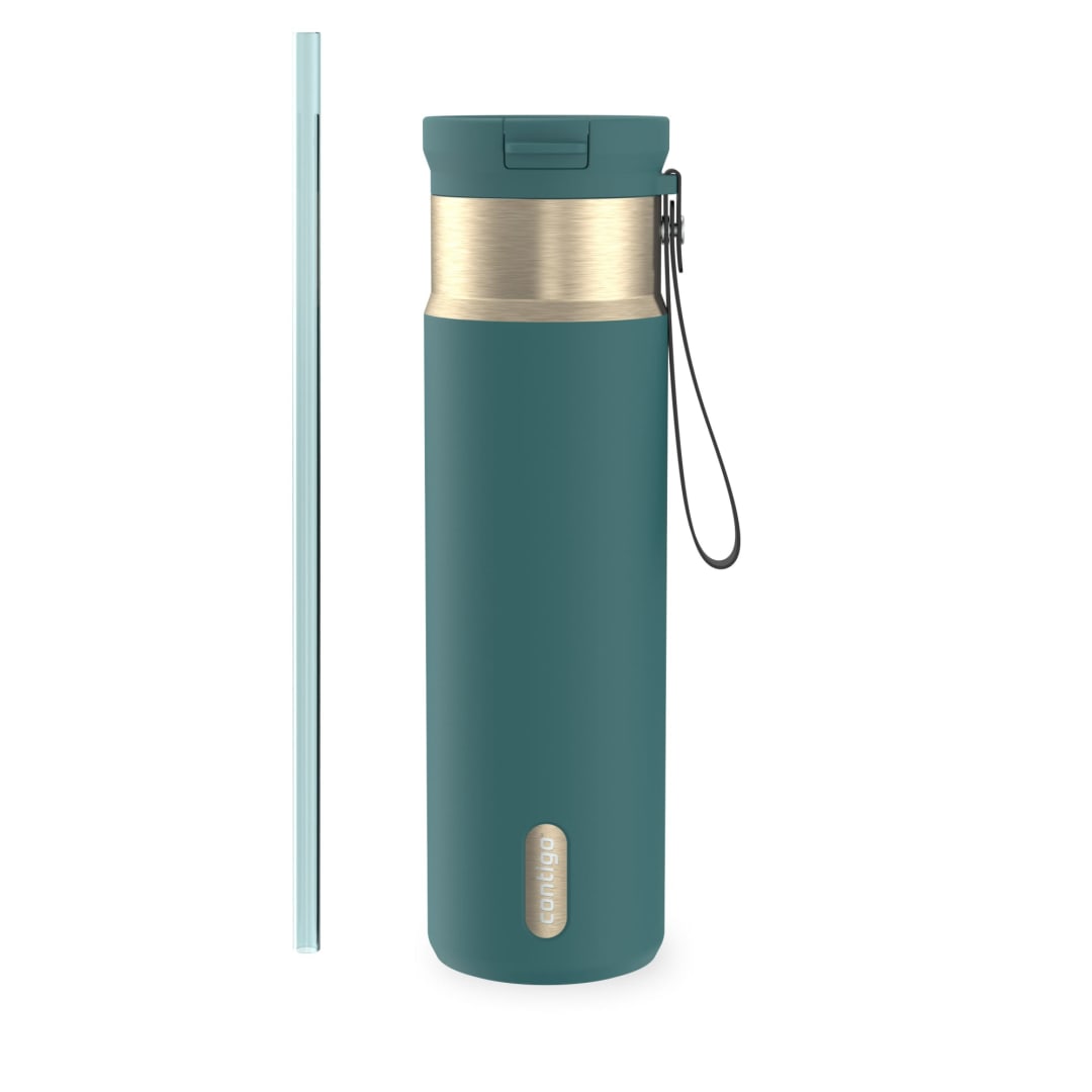 Contigo SnapSeal™ 24 oz Leakproof Stainless Steel Water Bottle with Carrying Strap and Reusable Straw