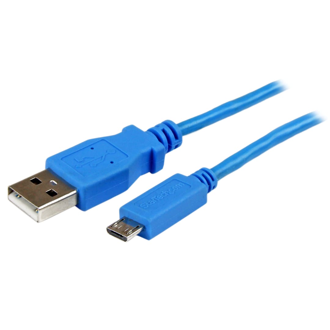 1m Phone Charge Cable USB to Thin Micro USB - Blue