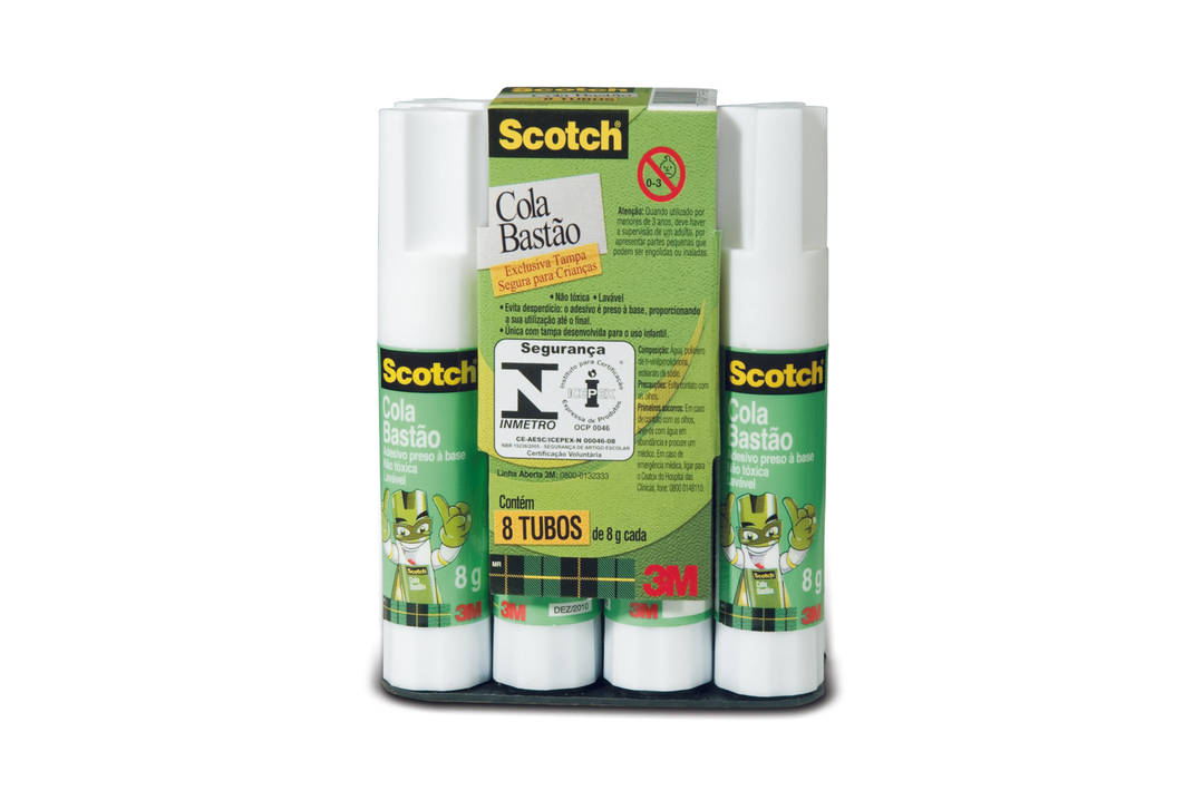 Cola em Bastão Scotch® , 8 g, 8 Tubos