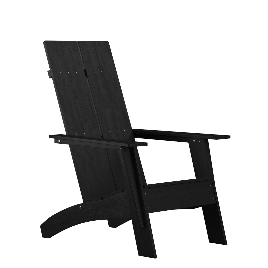 Sawyer Modern Commercial All-Weather Poly Resin Wood Adirondack Chair in Black